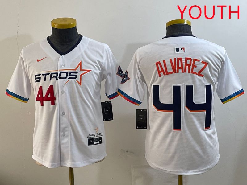 Youth Houston Astros 44 Alvarez White Fourth generation Joint Name 2025 Nike MLB Jersey style 4